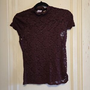 Burgandy lace top with seperate lining